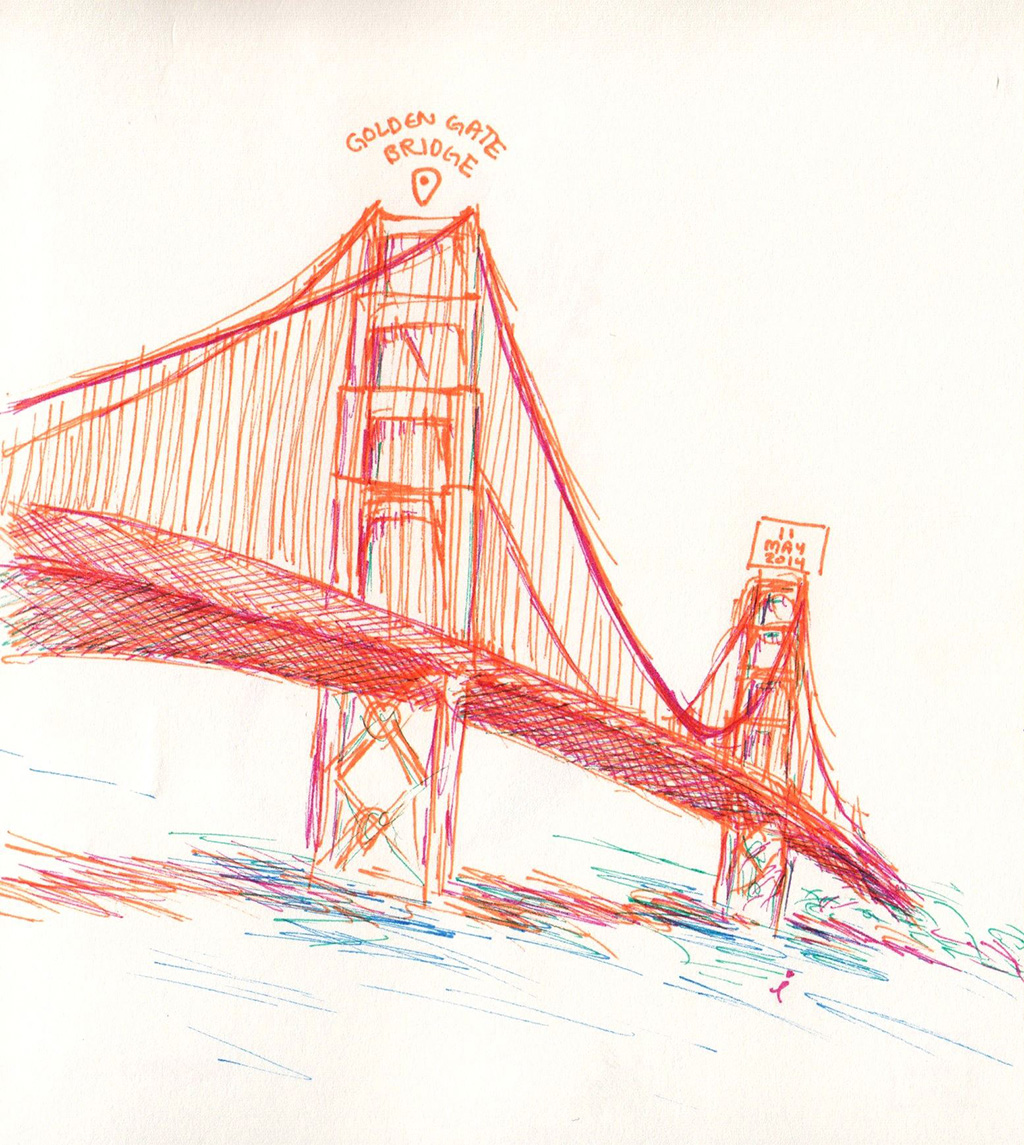 passeando por San Francisco com golden gate ao fundo