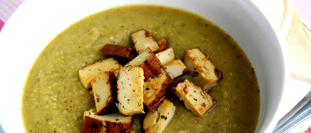 sopa de ervilha com tofu